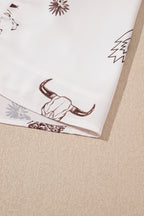 Beige Vintage Print Satin Maxi Skirt