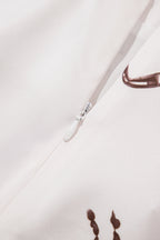 Beige Vintage Print Satin Maxi Skirt