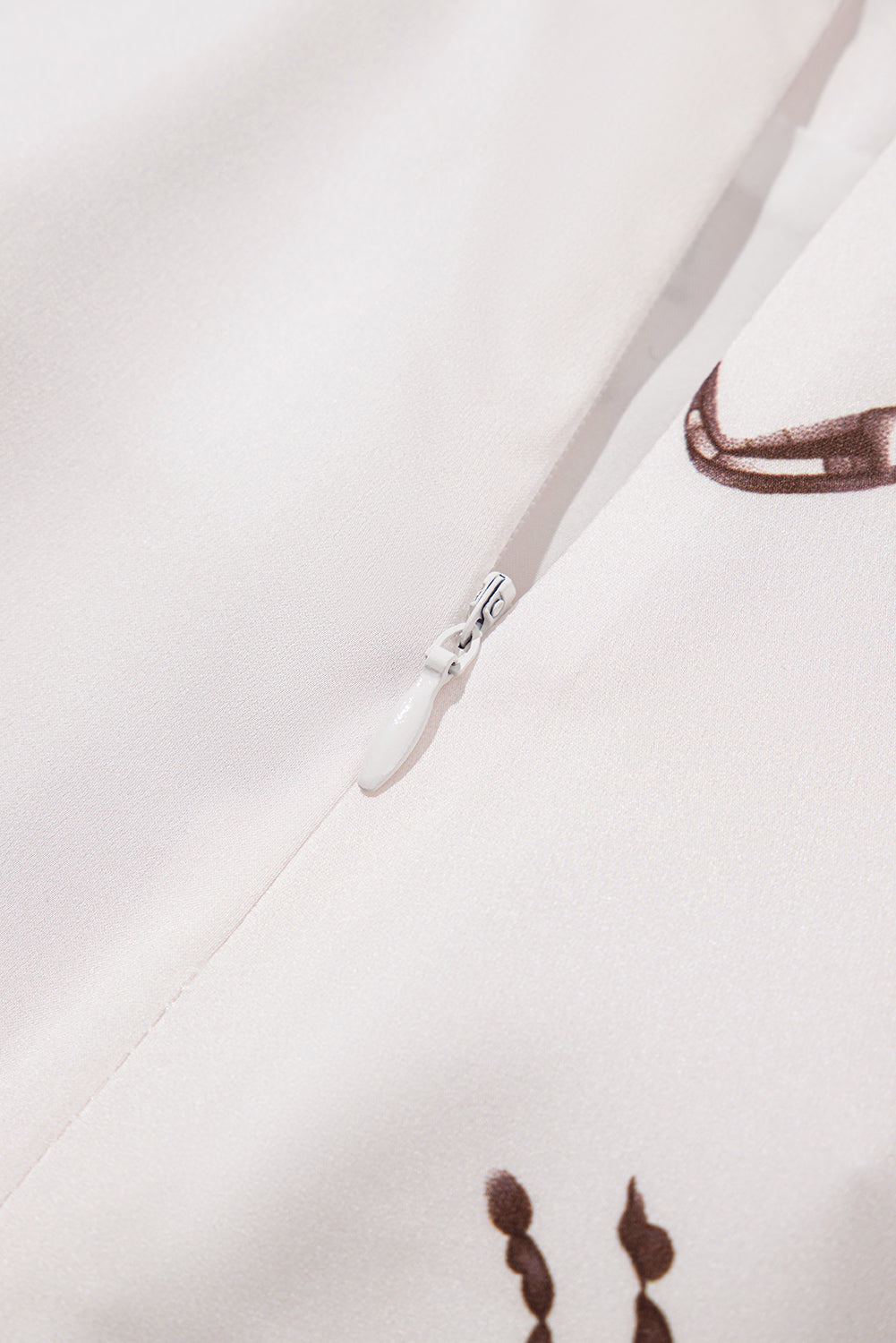 Beige Vintage Print Satin Maxi Skirt