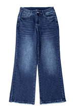 Sail Blue Mineral Wash Raw Hem High Waist Flared Jeans