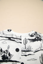 White Desert Sand Print Short Sleeve Knit Top