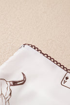 Beige Vintage Print Satin Maxi Skirt