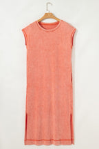 Carrot Mineral Wash Pocketed T-shirt Dress