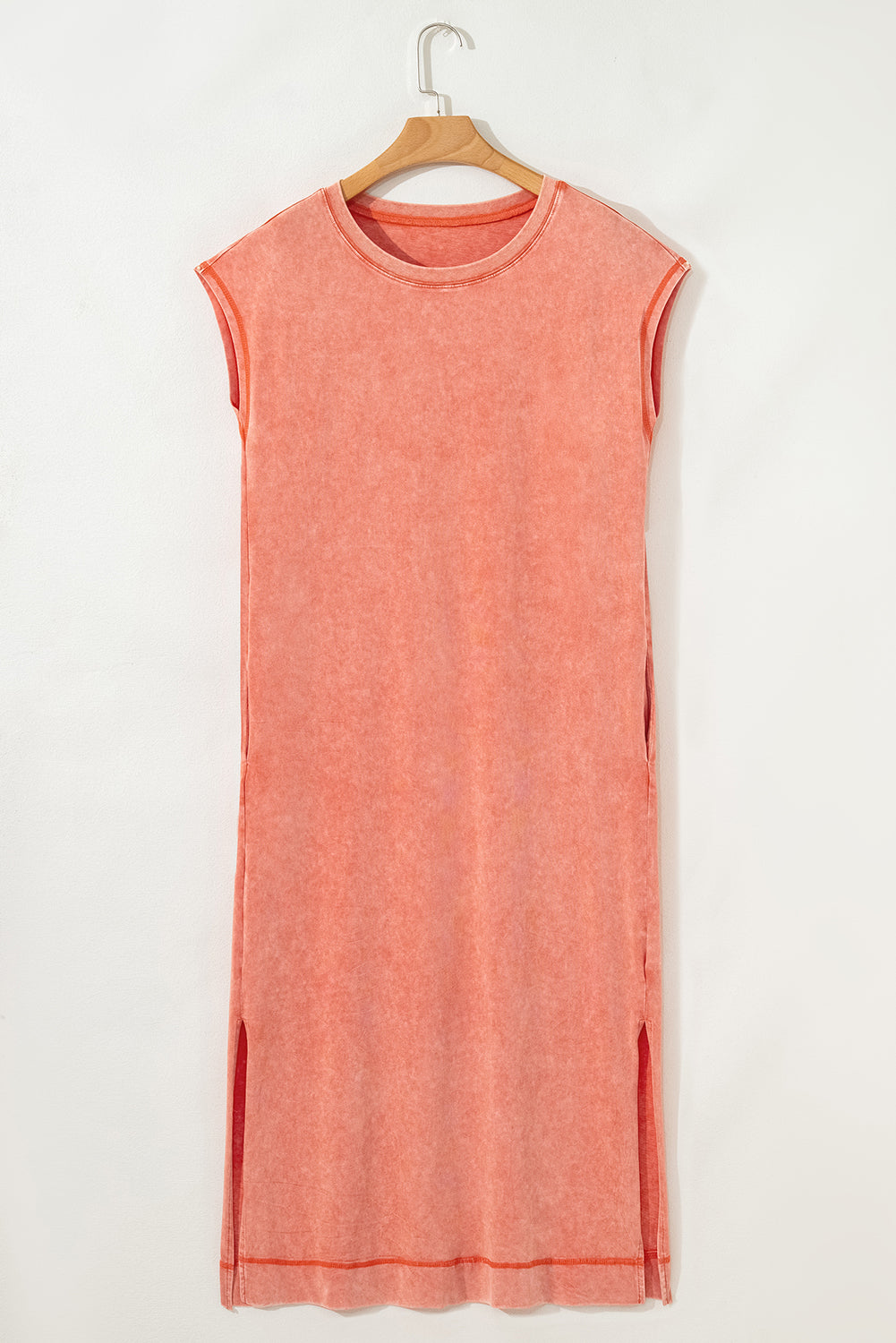 Carrot Mineral Wash Pocketed T-shirt Dress