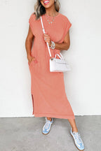 Carrot Mineral Wash Pocketed T-shirt Dress