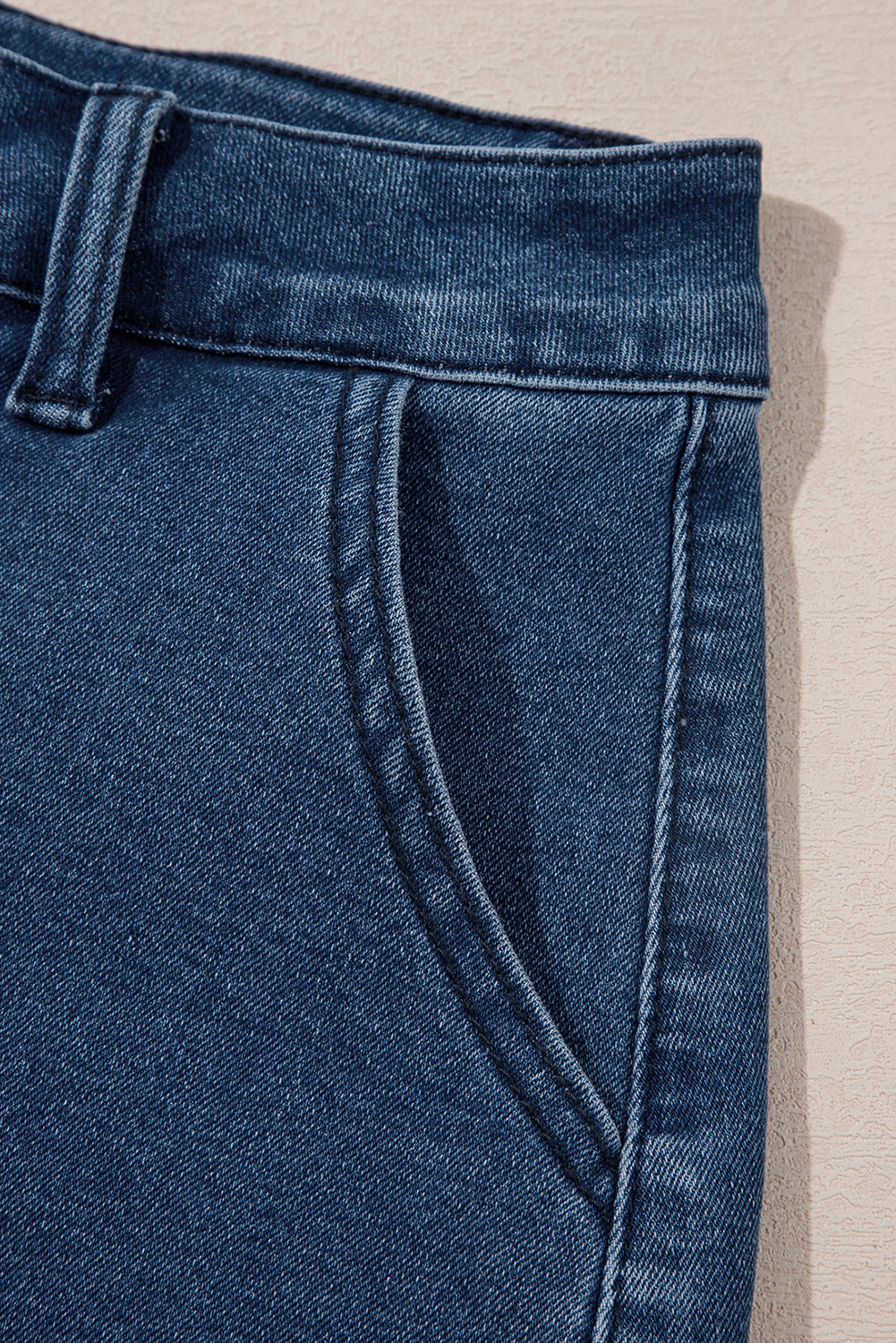 Sail Blue Scalloped Hemline Light Wash Denim Shorts