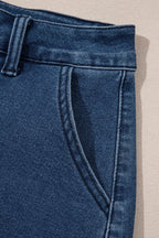 Sail Blue Scalloped Hemline Light Wash Denim Shorts