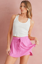 Bonbon Drawstring High Waist Lined Tennis Skort