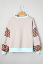 Jet Stream Colorblock Patchwork Striped Sleeve Sweatshirt
