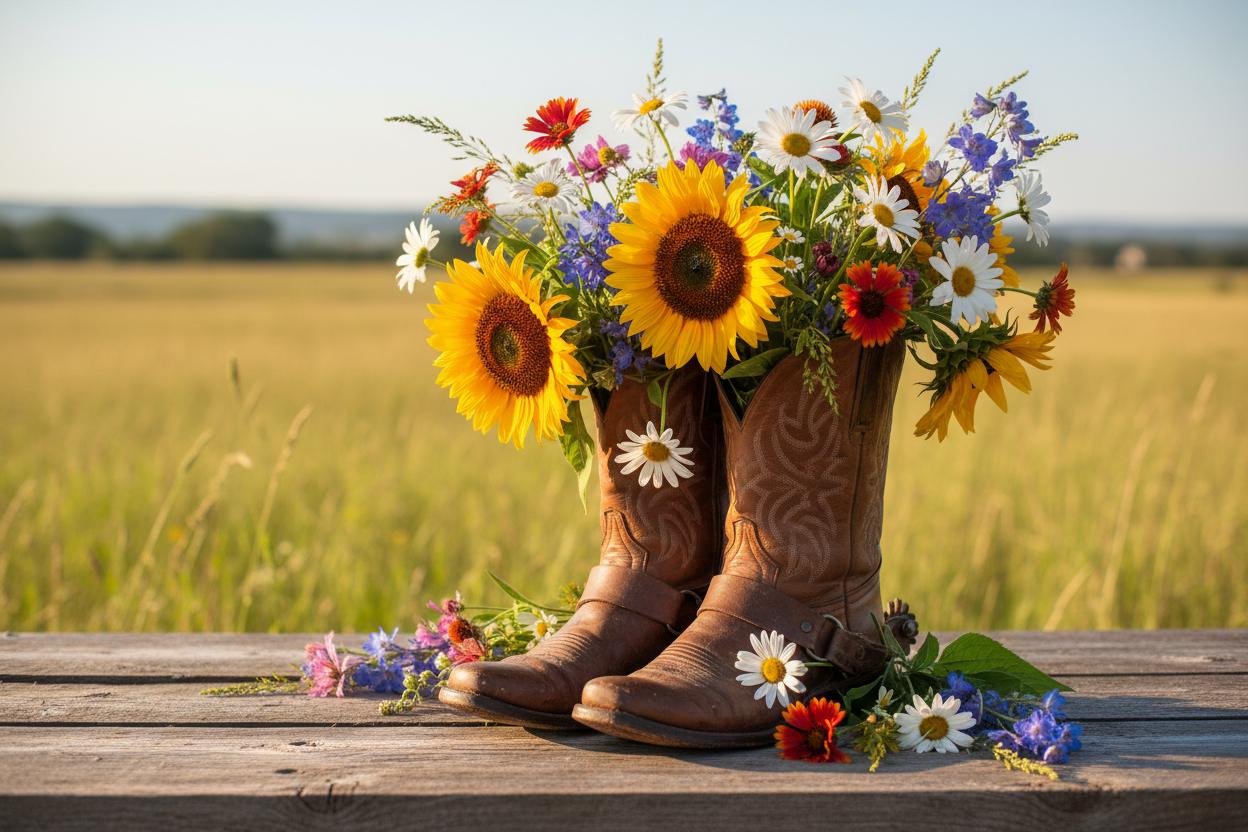 boots and flowers 
