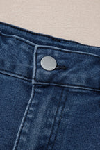 Sail Blue Scalloped Hemline Light Wash Denim Shorts