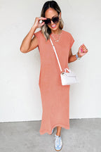 Carrot Mineral Wash Pocketed T-shirt Dress