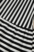 Black Stripe U Neck Sleeveless Loose Fit Mini Dress